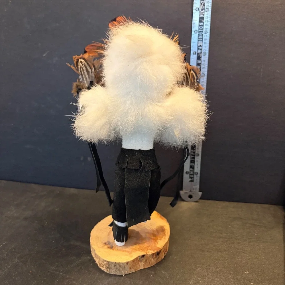 Navajo Sunface Kachina Doll Handcrafted W Editty Signed Wood Base 8.5 Inch
